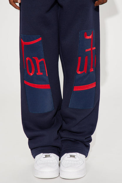 Mini Von Dutch Split Flared Sweatpants - Navy