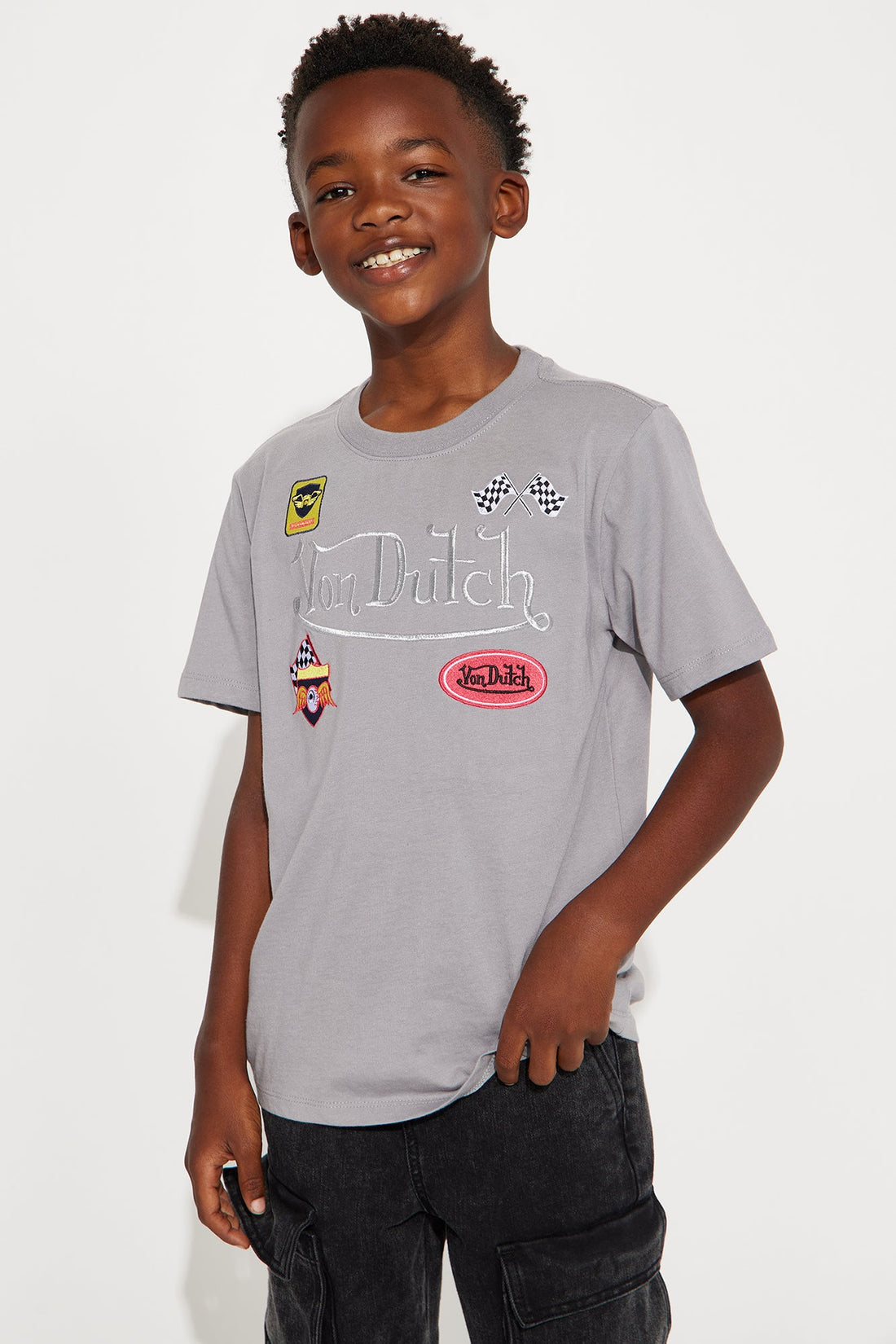 Mini Von Dutch Racing Short Sleeve Tee - Charcoal
