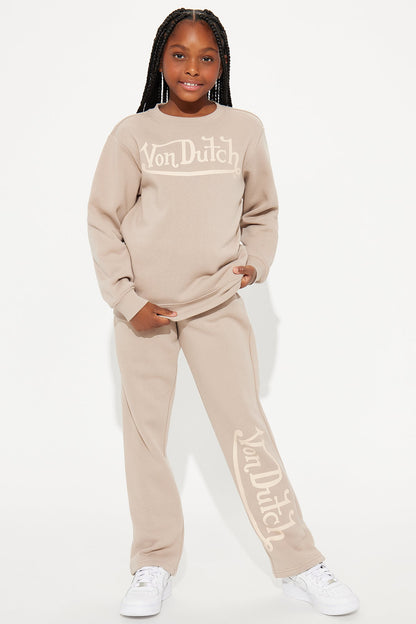 Mini Von Dutch Distressed Crewneck Sweatshirt - Taupe