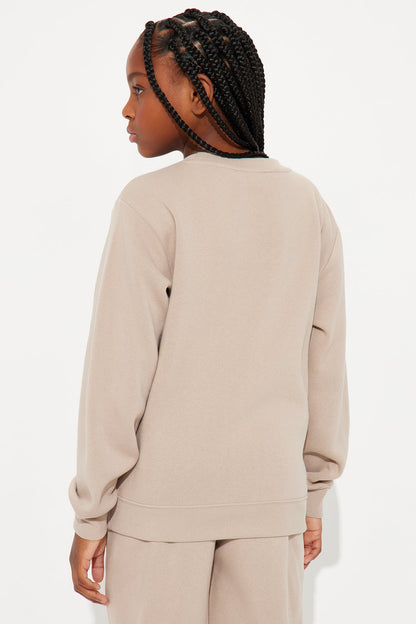 Mini Von Dutch Distressed Crewneck Sweatshirt - Taupe