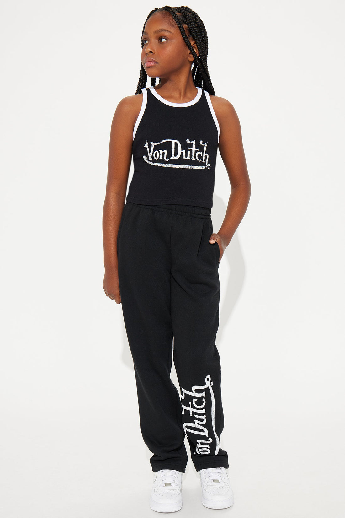 Mini Von Dutch Washed Wide Leg Pant - Black/White