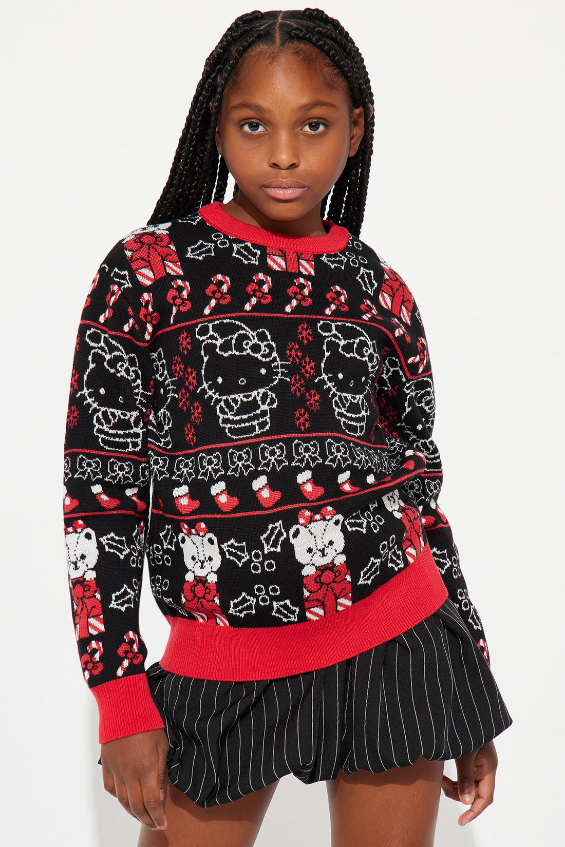 Mini Hello Kitty Christmas Sweater - Black/combo