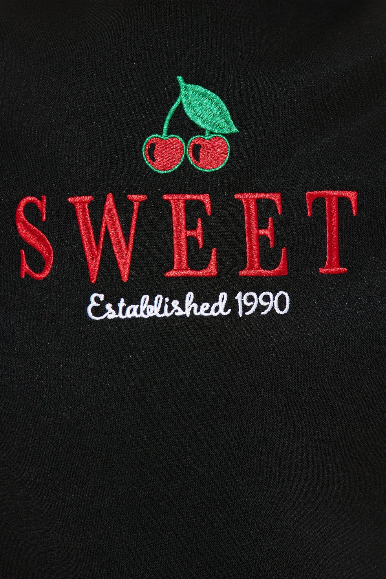 Mini Sweet Like Cherries Crew Neck Sweatshirt - Black