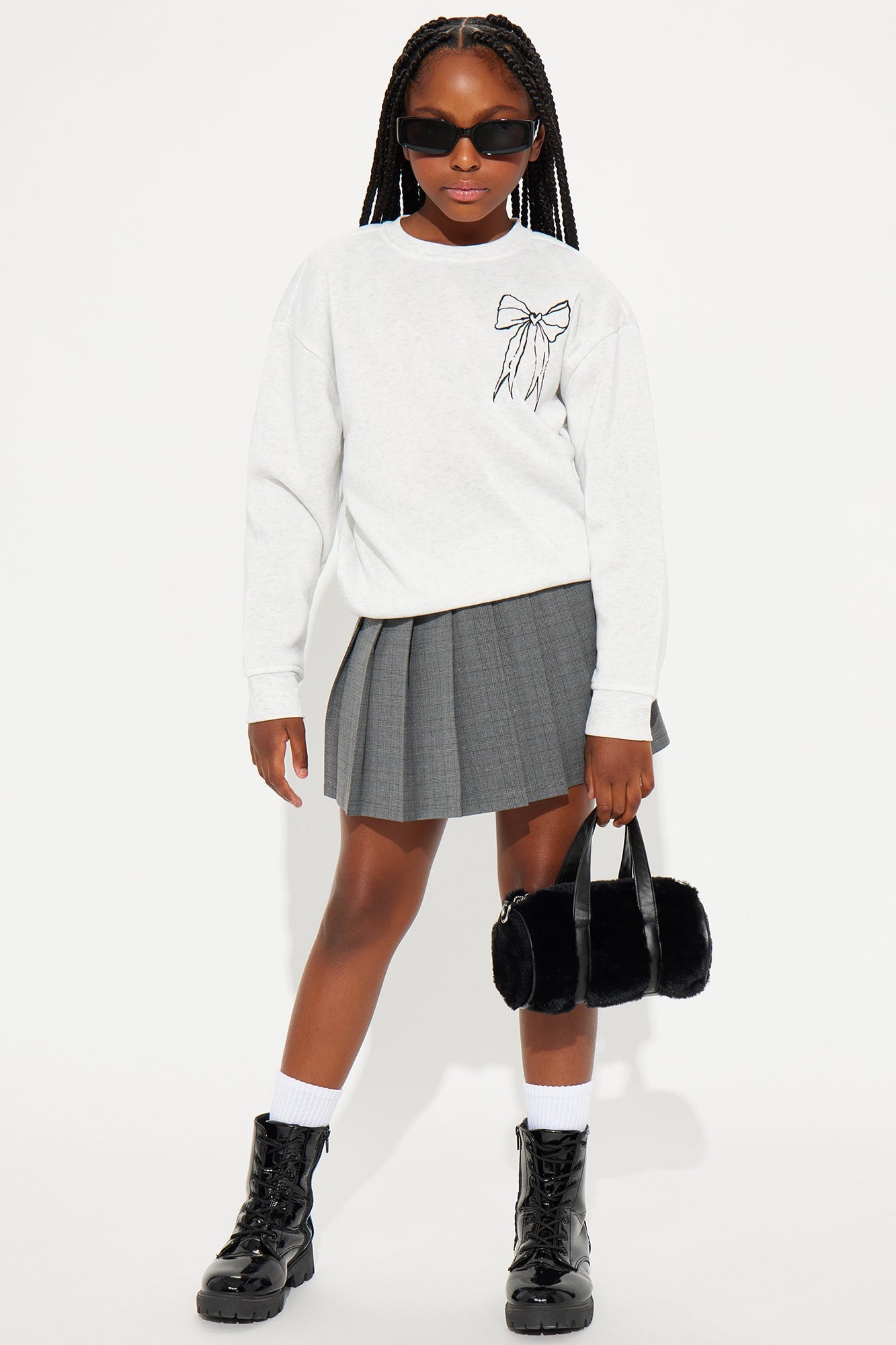 Mini Taking Care Of Me Crew Neck Sweatshirt - Heather Grey