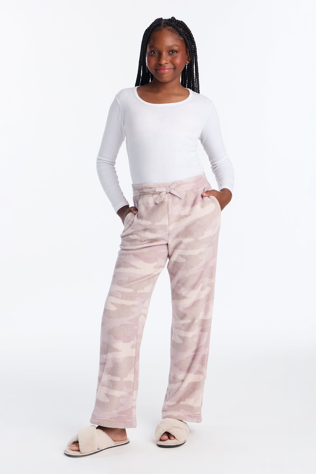 Mini Hide And Seek Camo Plush Pants - Pink