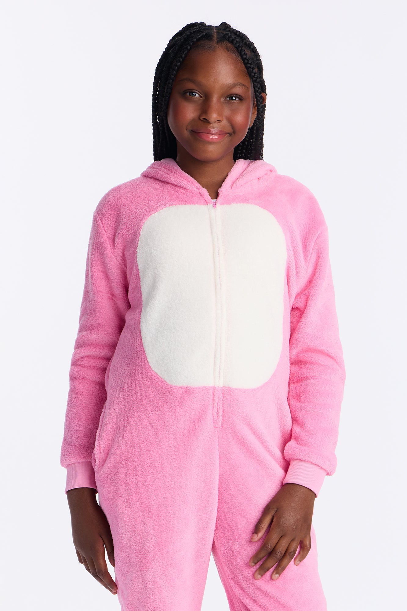 Mini Reindeer Plush Jumpsuit Onesie Set - Pink
