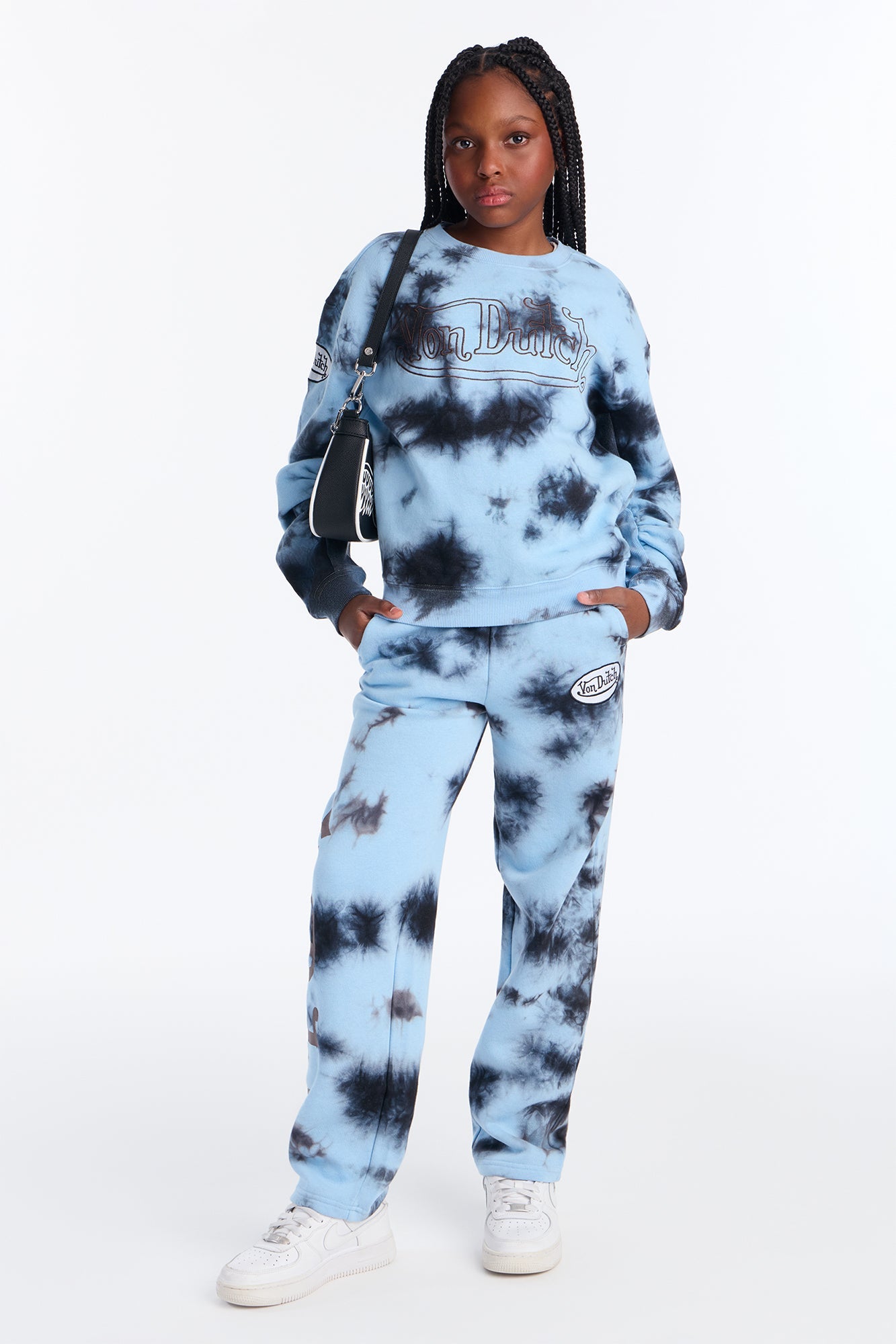 Mini Von Dutch Mineral Washed Fleece Pants - Navy Wash