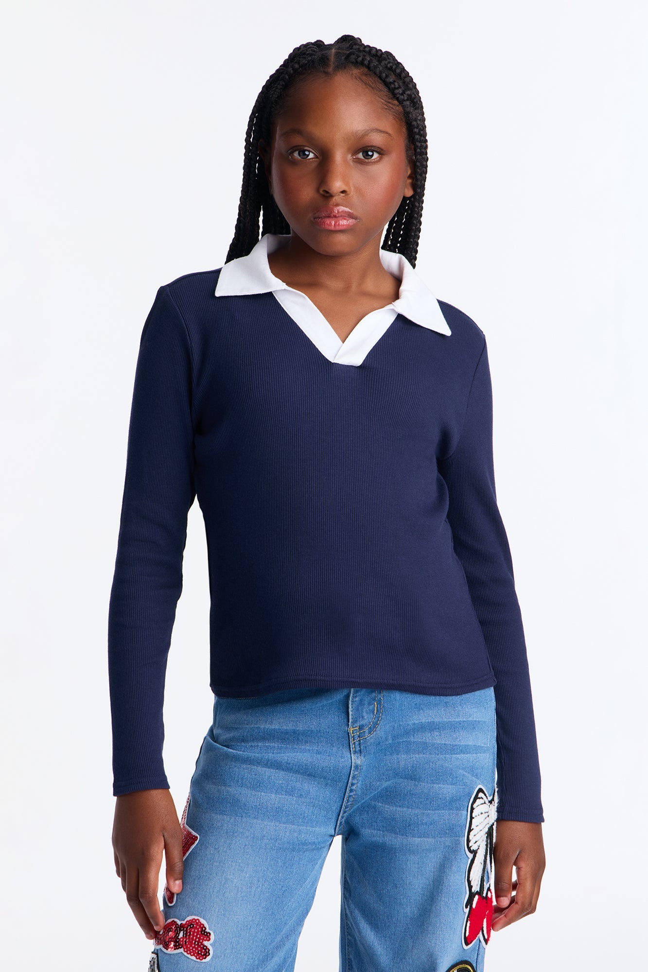Mini Smart And Pretty Collared Shirt - Navy/combo