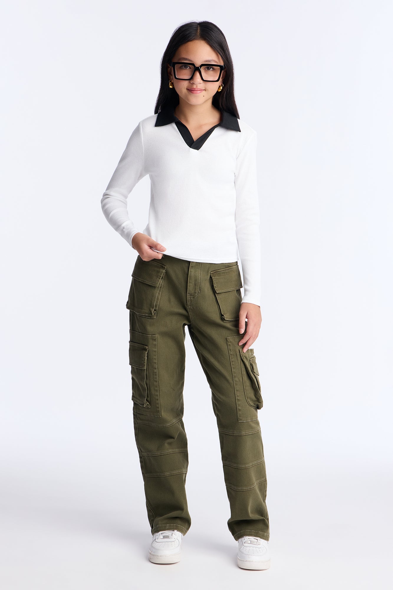 Mini Smart And Pretty Collared Shirt - White/combo