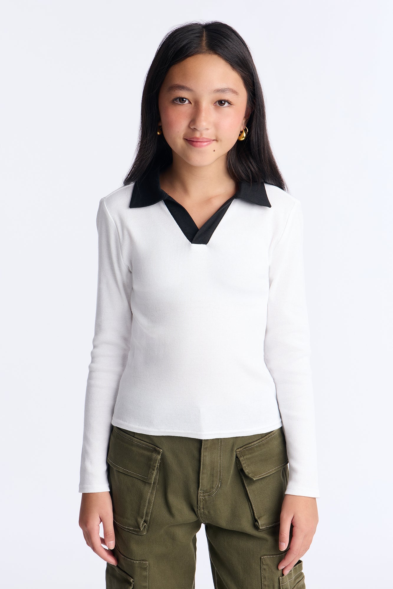 Mini Smart And Pretty Collared Shirt - White/combo