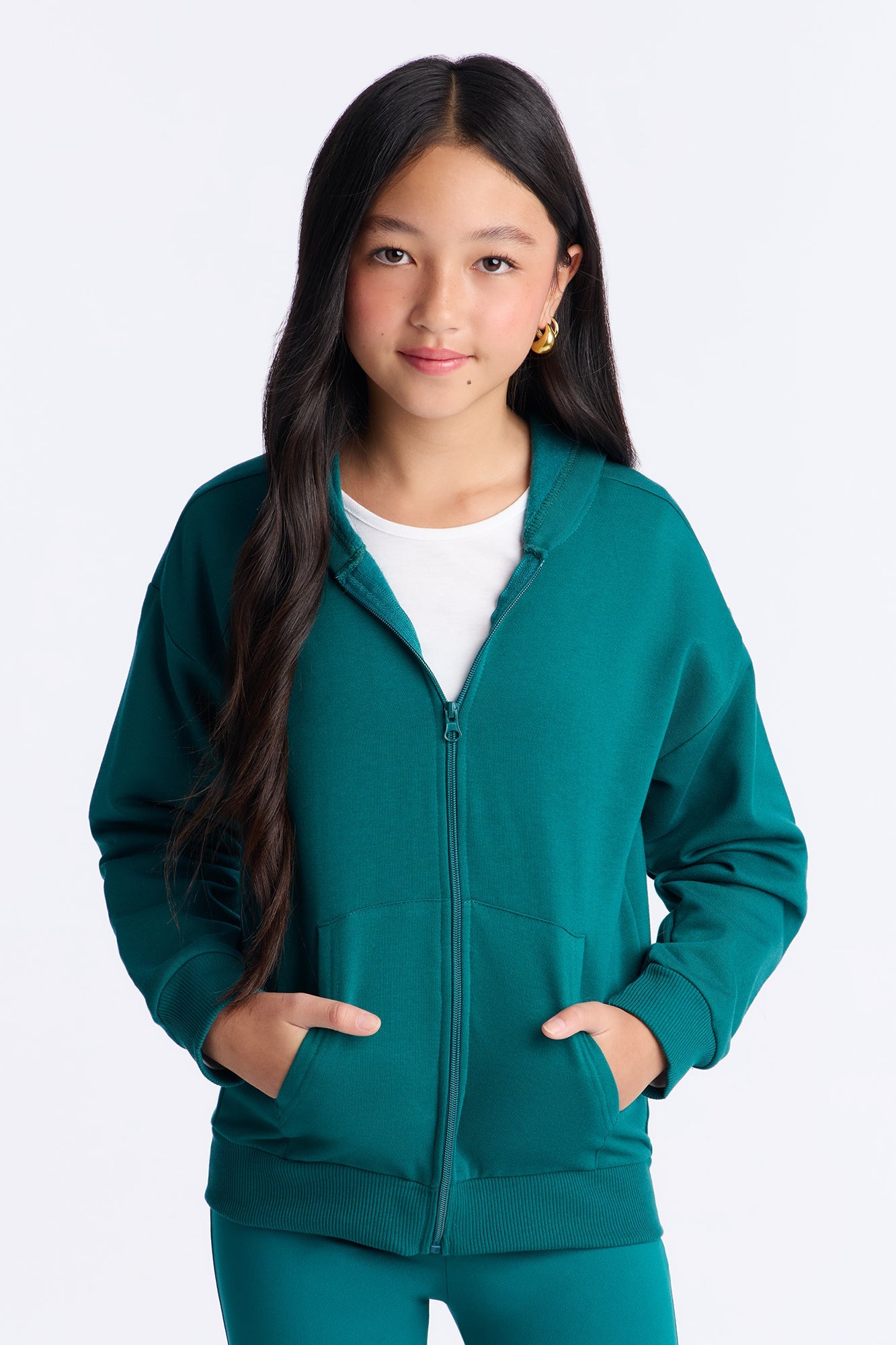 Mini Beckham Zip Up Fleece Pant Set - Hunter