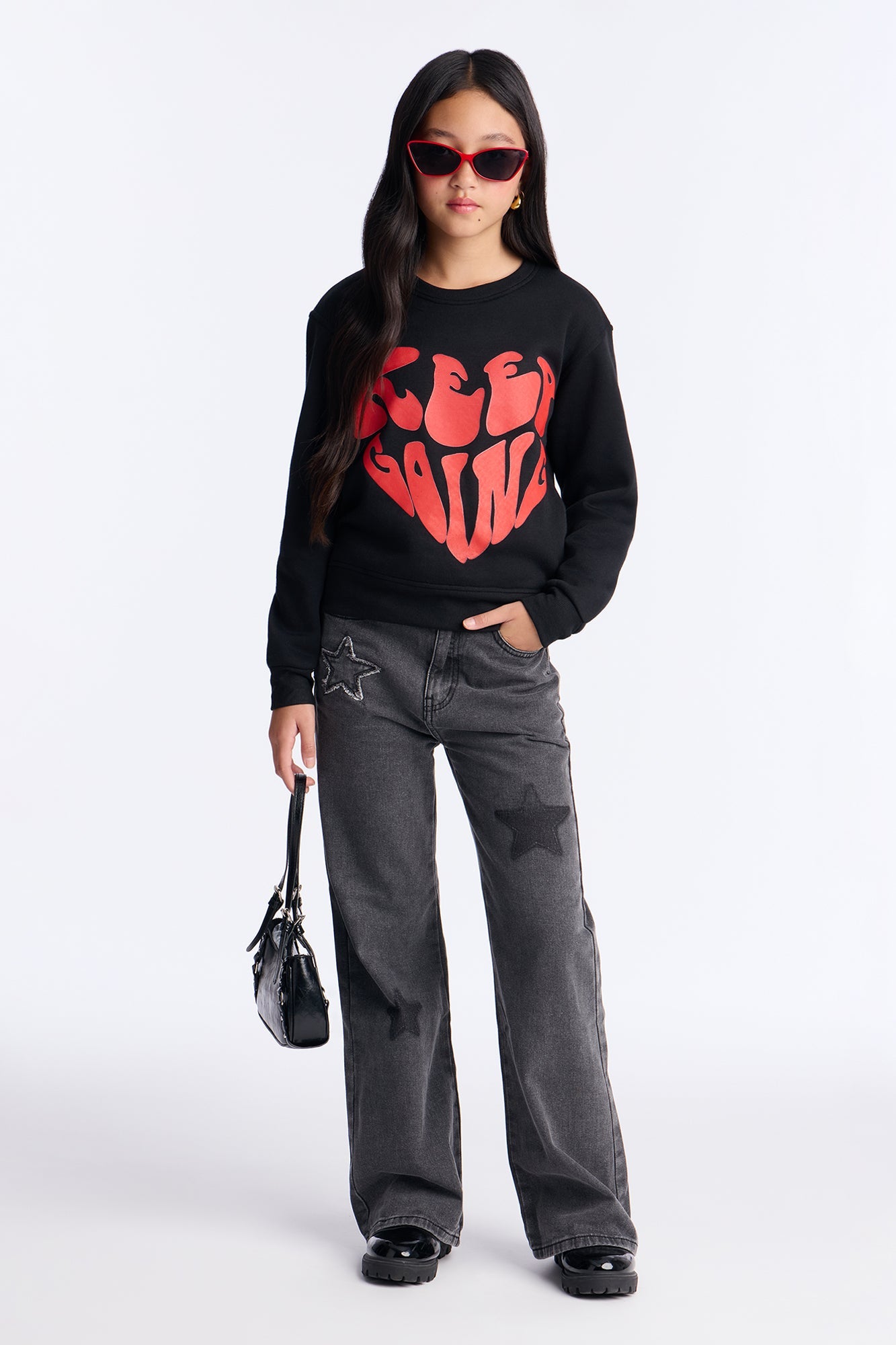 Mini Keep Going Crew Neck Sweatshirt - Black