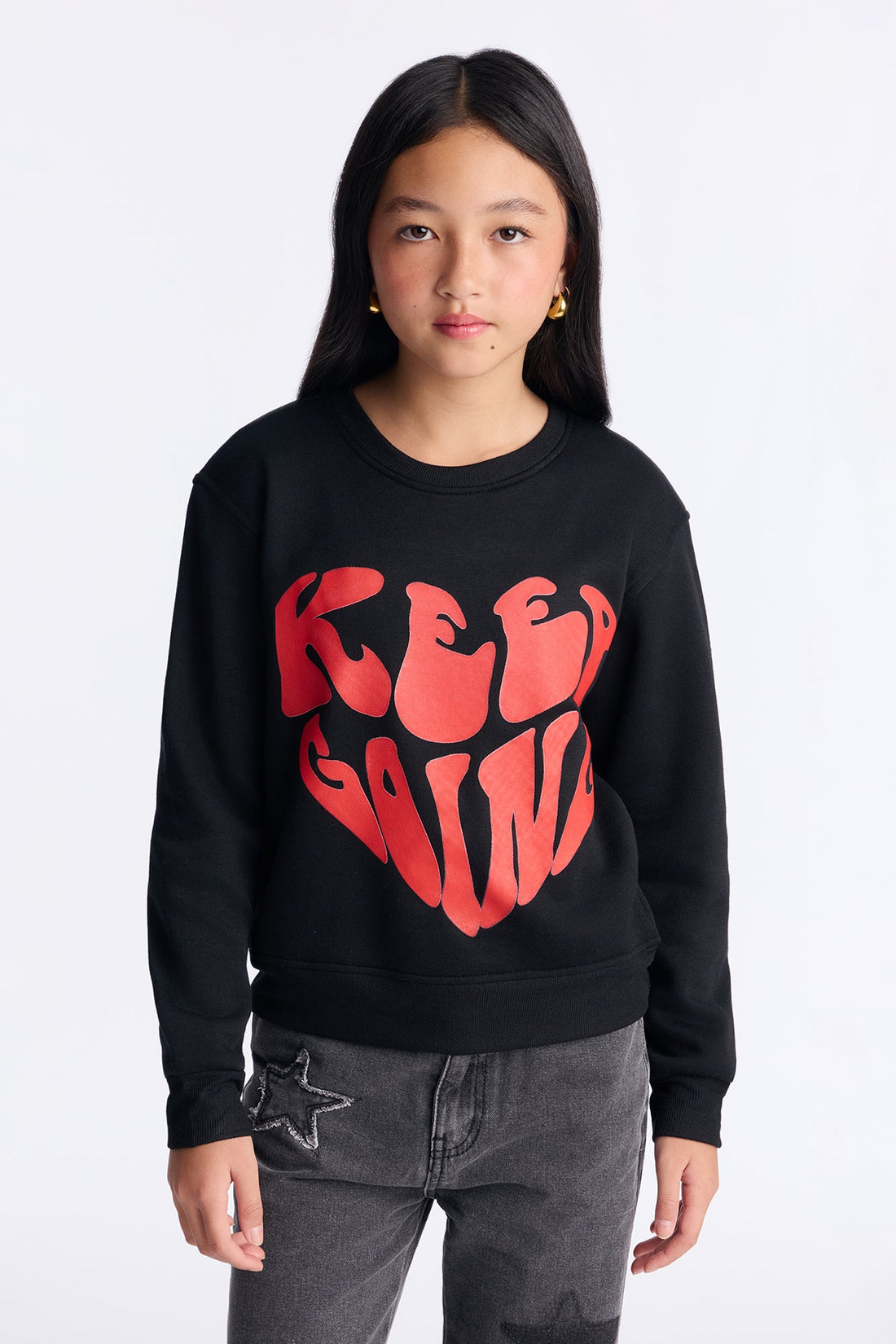 Mini Keep Going Crew Neck Sweatshirt - Black