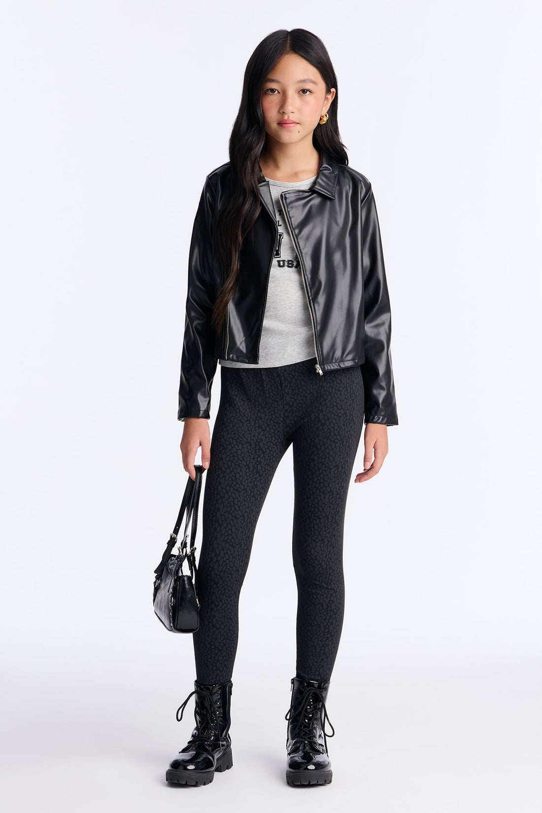 Mini East Coast 3 Piece Moto Jacket And Legging Set - Black/combo