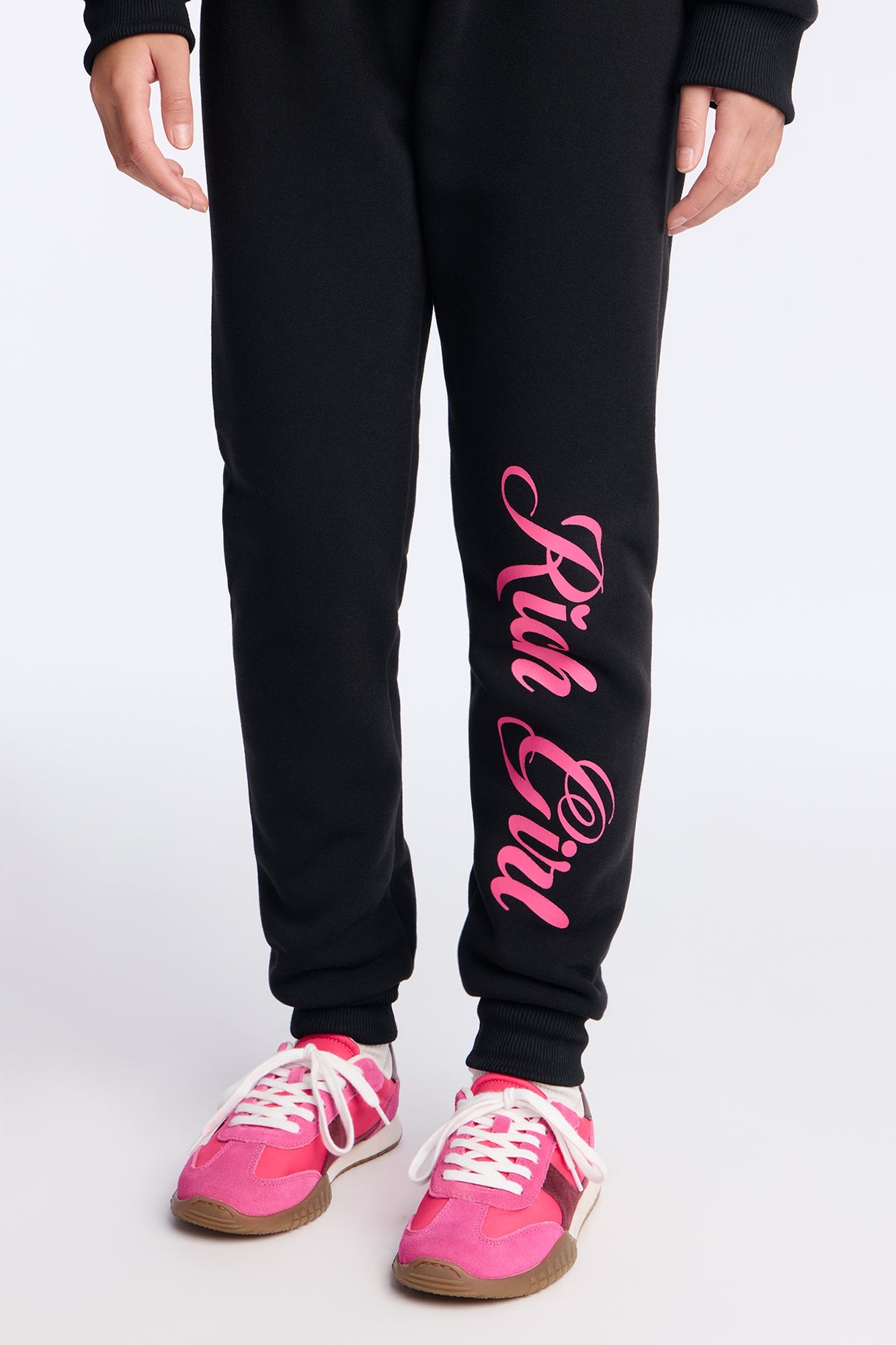 Mini Rich Girl Sweatshirt And Jogger Pant Set - Black