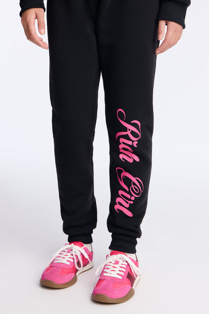 Mini Rich Girl Sweatshirt And Jogger Pant Set - Black