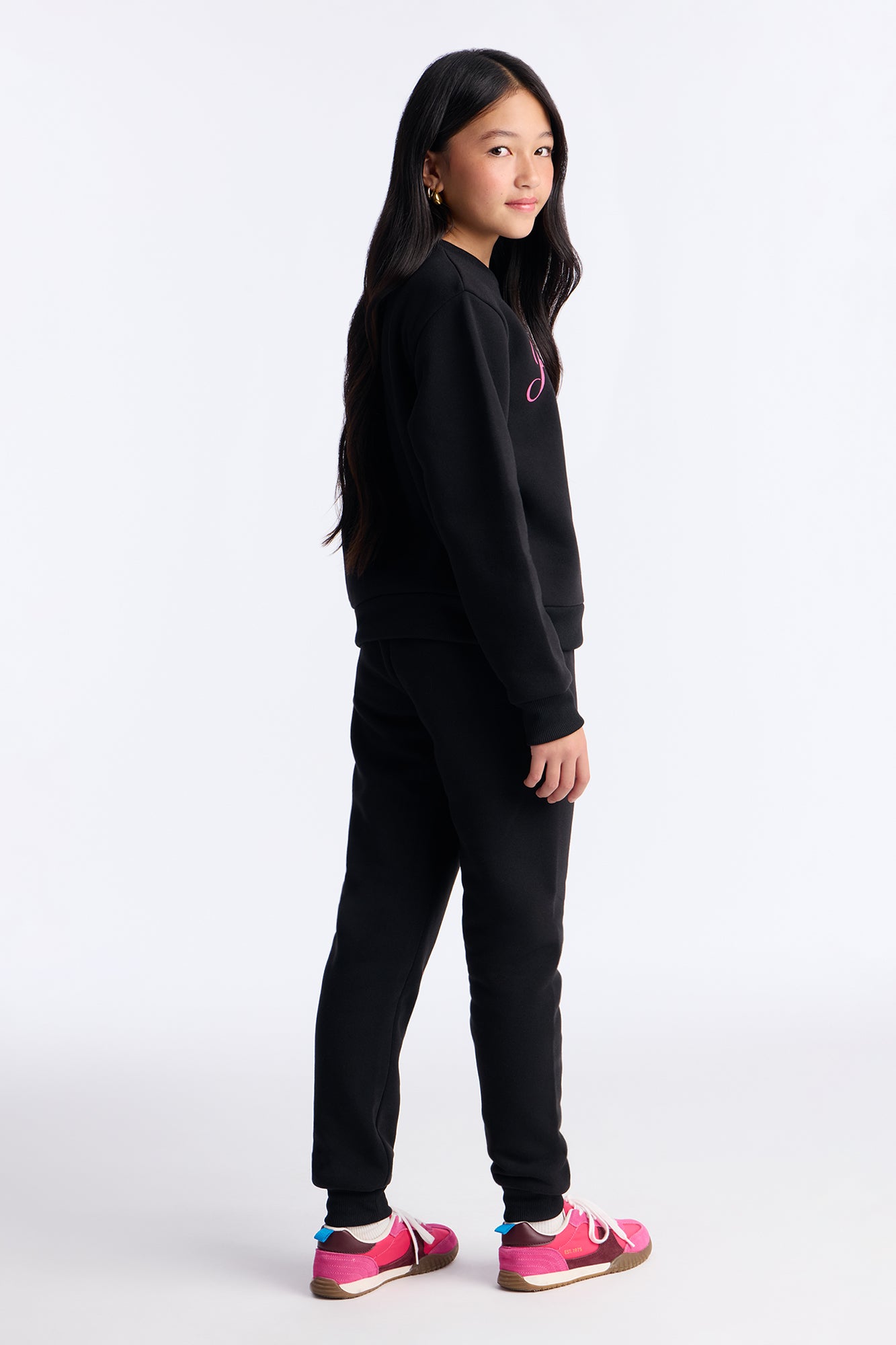 Mini Rich Girl Sweatshirt And Jogger Pant Set - Black