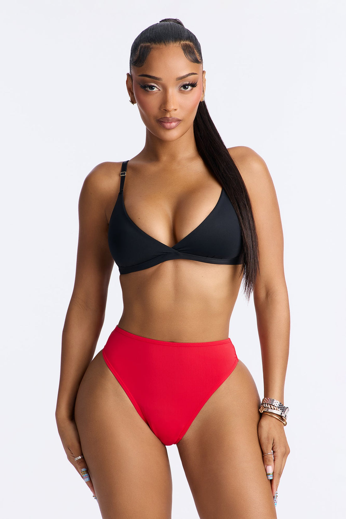 Nova Microfiber High Waist Thong Panty - Red