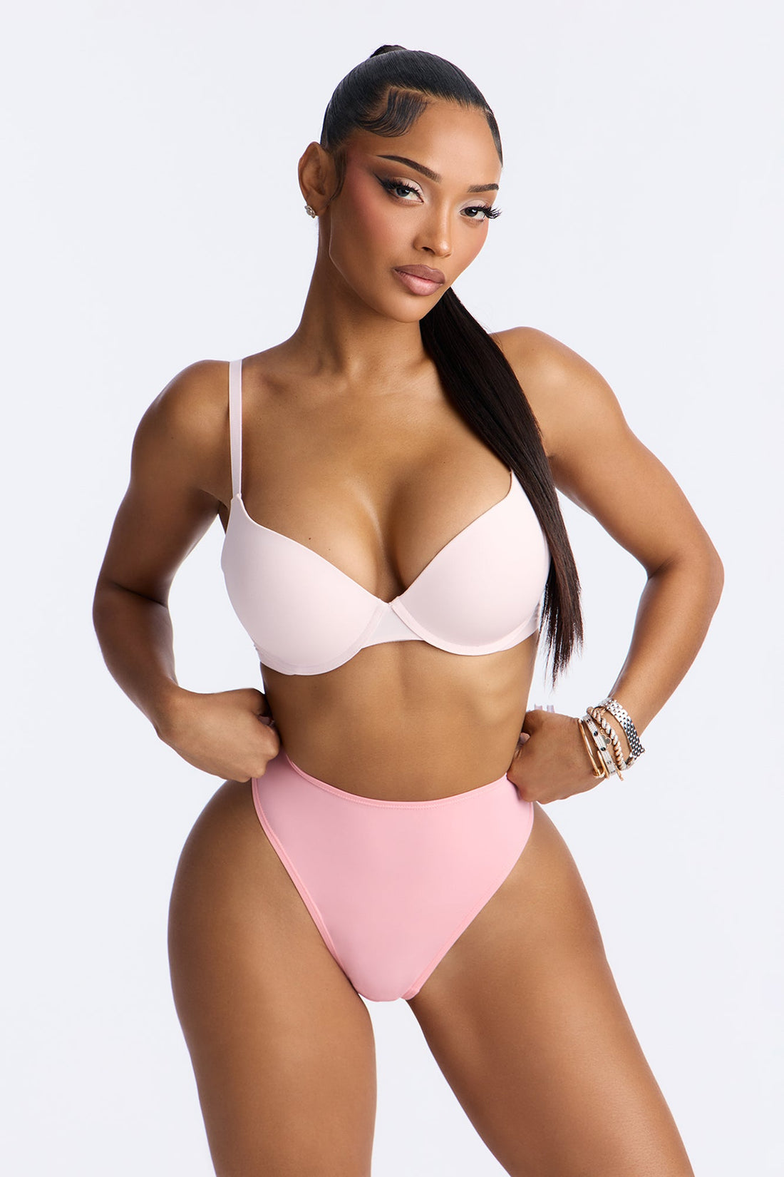 Nova Microfiber High Waist Thong Panty - Light Pink