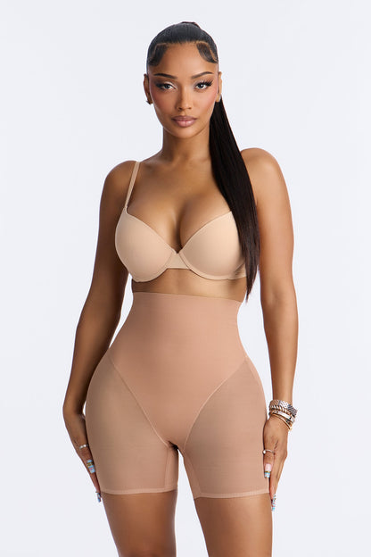 Microfiber Power Mesh Butt Shaping Short - Nude