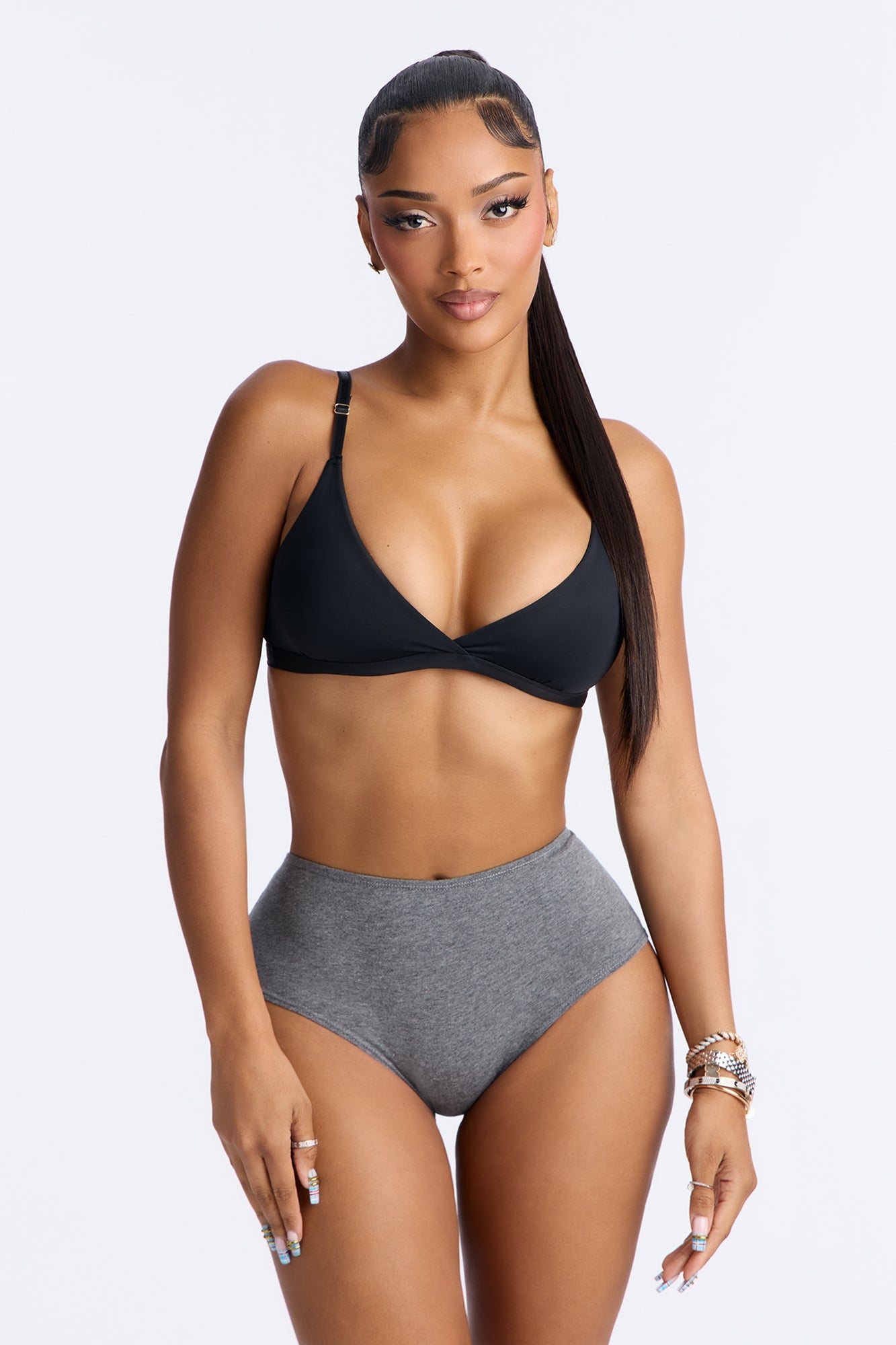Nova Cotton Full Coverage Brief Panty - Charcoal