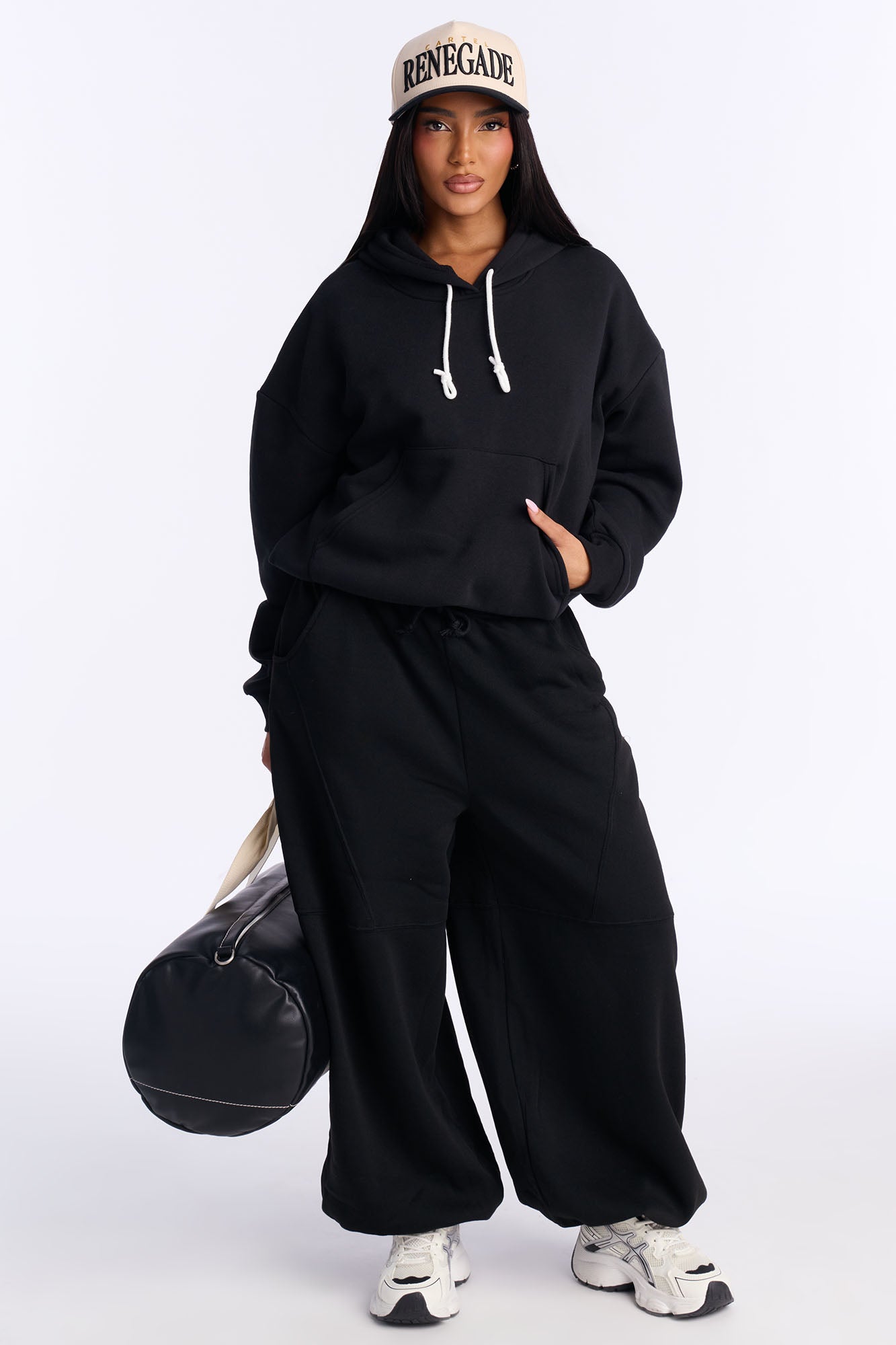 Minimalist Fleece Hoodie Sweatshirt - Black