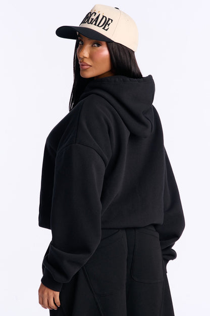Minimalist Fleece Hoodie Sweatshirt - Black