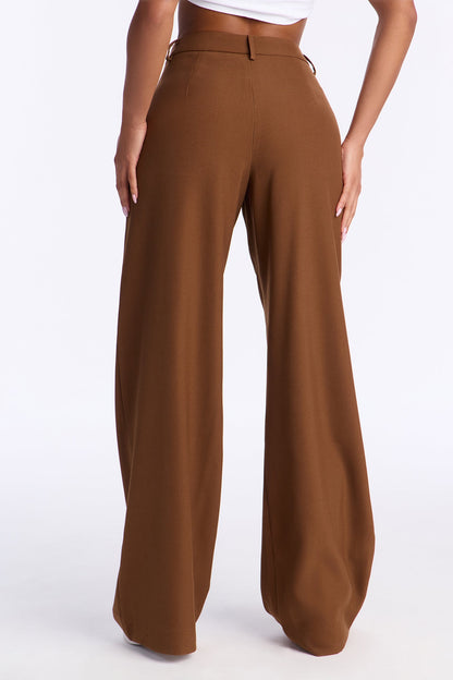 Hannah Crepe Low Rise Trousers 33 - Mocha