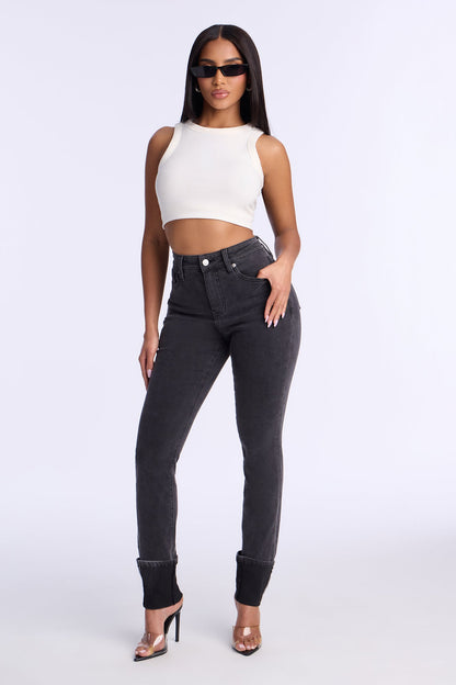 Unforgettable Cuffed Skinny Jeans - Black Wash
