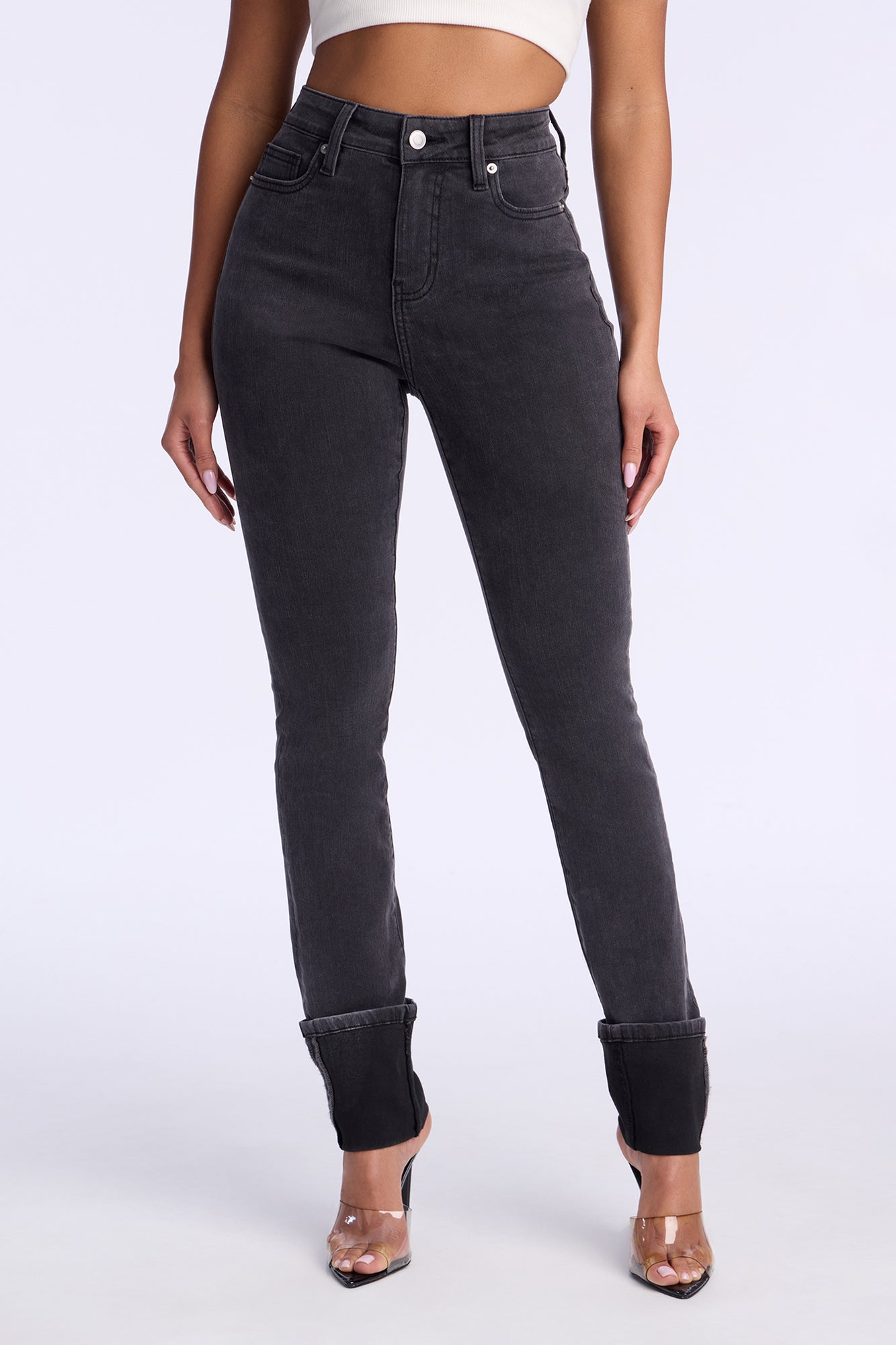 Unforgettable Cuffed Skinny Jeans - Black Wash