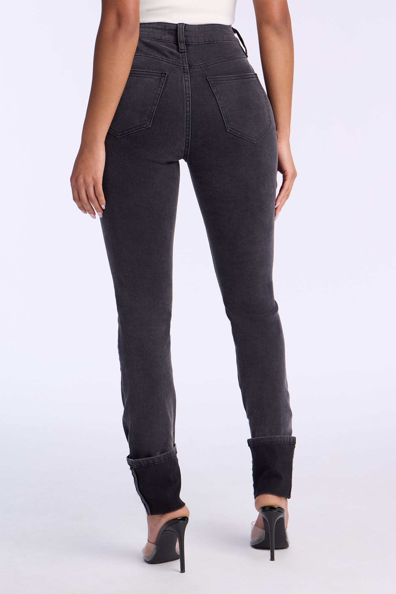 Unforgettable Cuffed Skinny Jeans - Black Wash