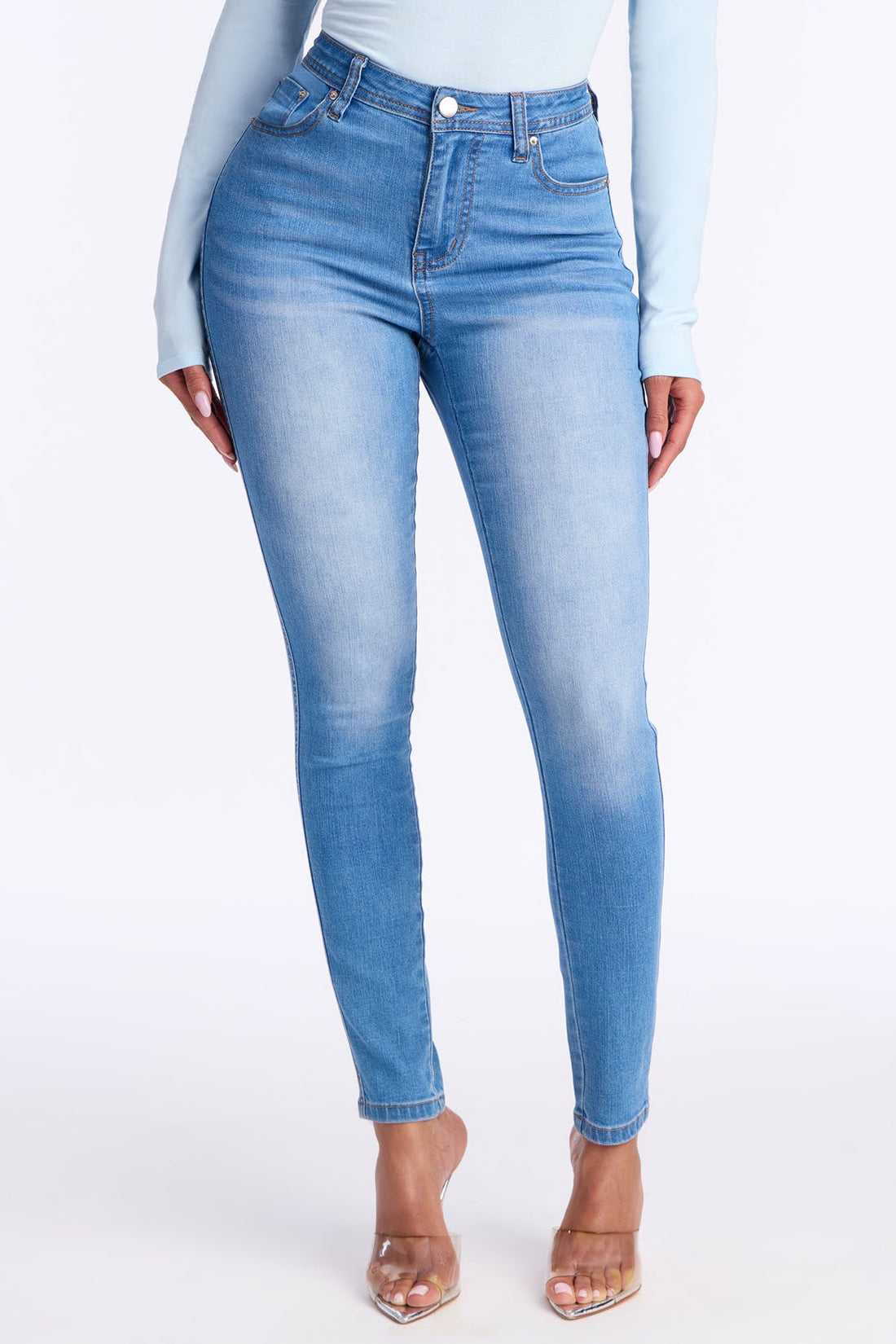 So Peachy Stretch Skinny Jeans - Light Wash