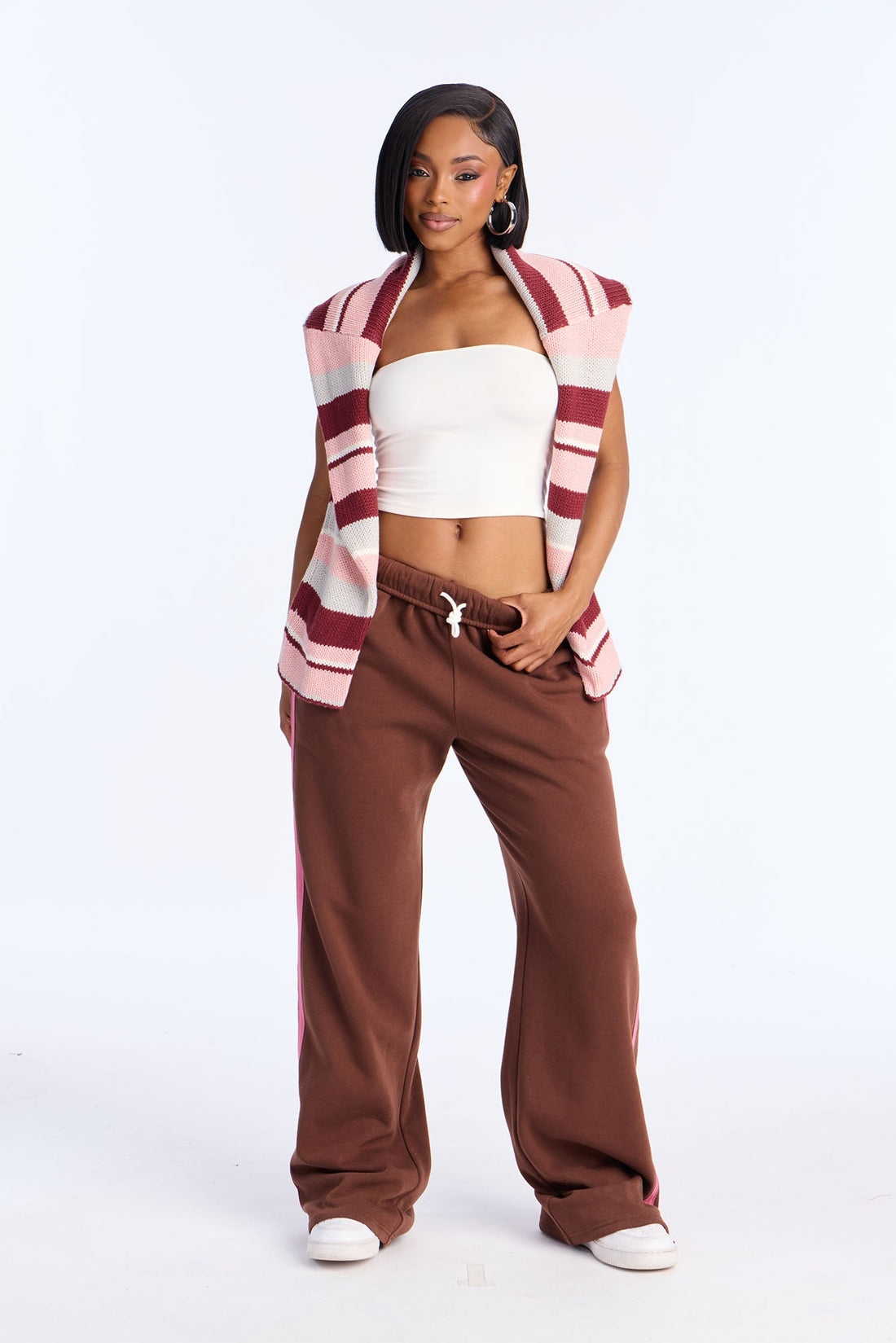 Fit Check Wide Leg Sweatpants - Brown