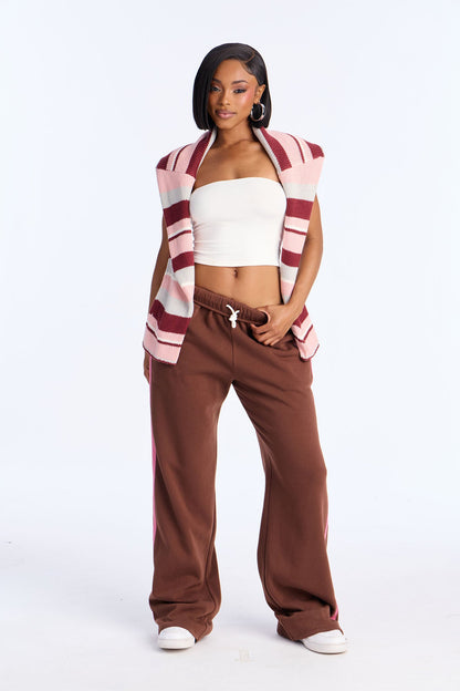 Fit Check Wide Leg Sweatpants - Brown