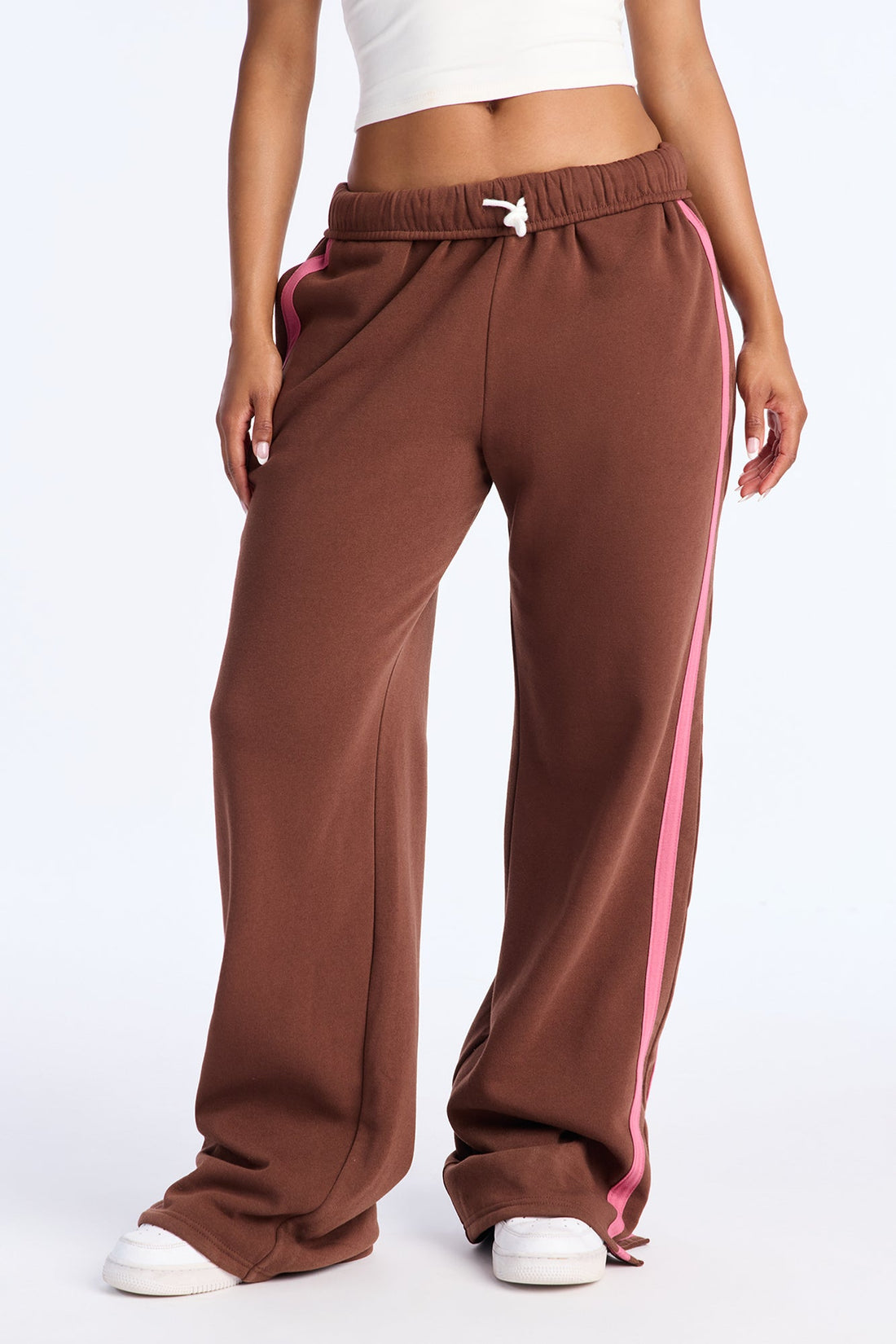 Fit Check Wide Leg Sweatpants - Brown