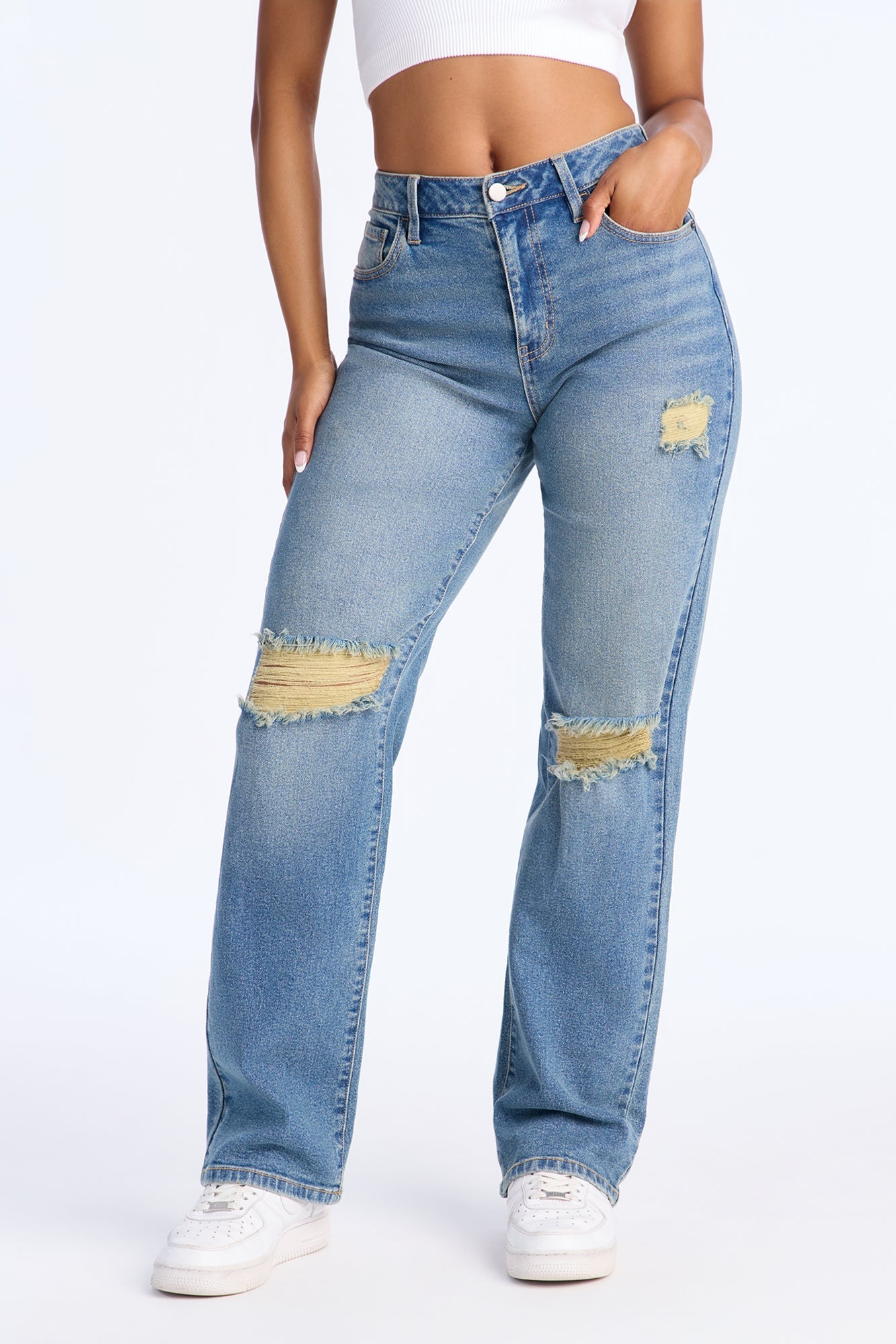 London Nights High Rise Straight Leg Jean - Vintage Wash