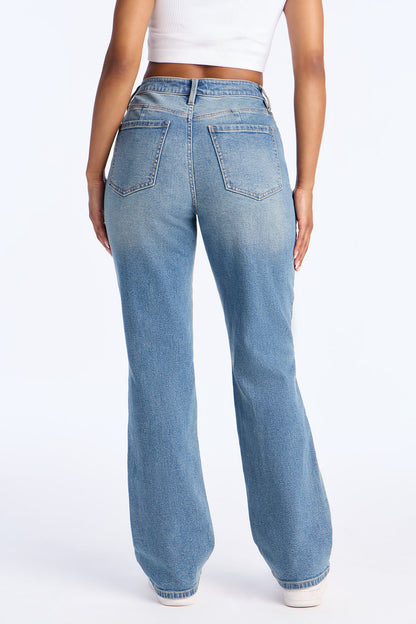 London Nights High Rise Straight Leg Jean - Vintage Wash