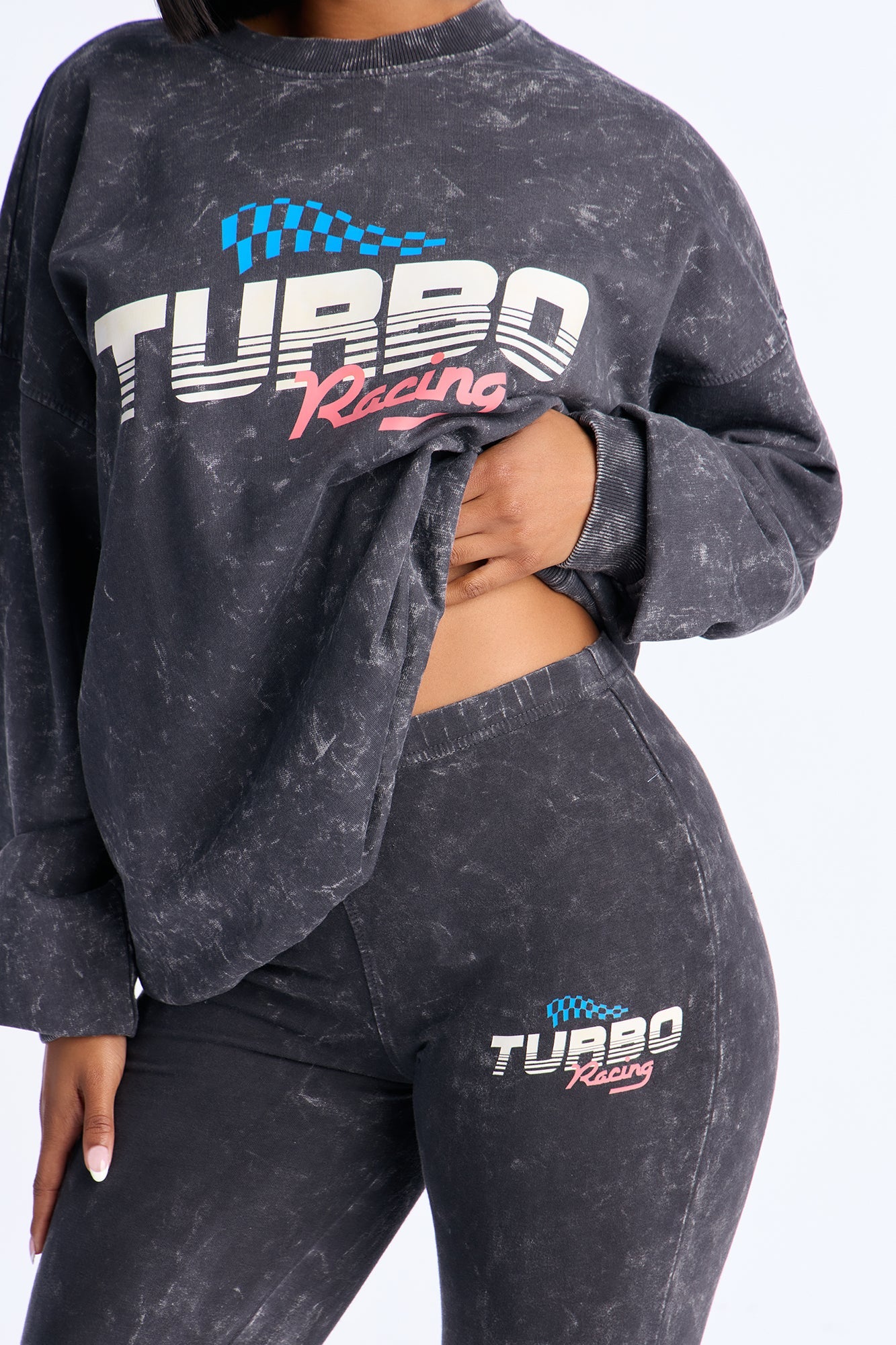Turbo Racing Washed Flare Pant Set - Charcoal