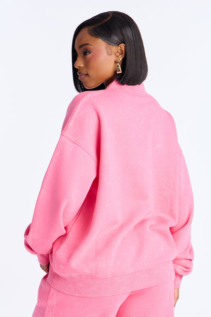 Ines Washed Fleece Lounge Jacket - Pink