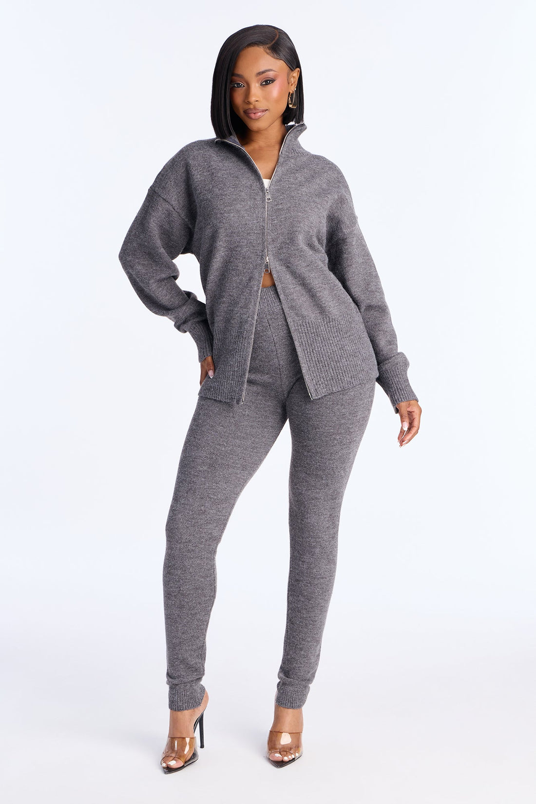 Zoey Sweater Legging Set - Charcoal