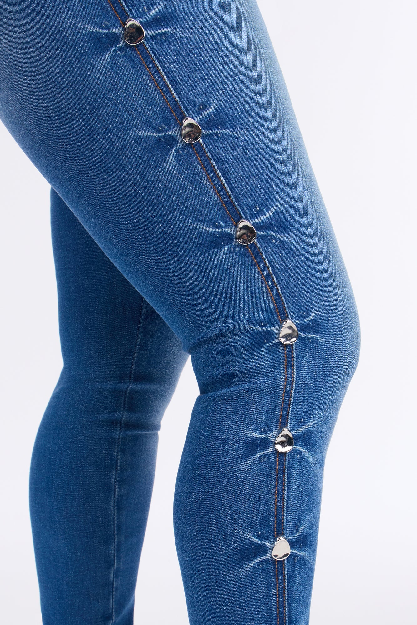 Feeling Fine Embellished Skinny Jeans - Medium Wash