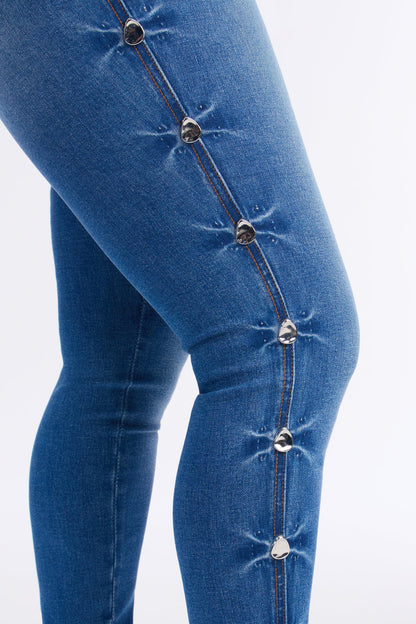 Feeling Fine Embellished Skinny Jeans - Medium Wash