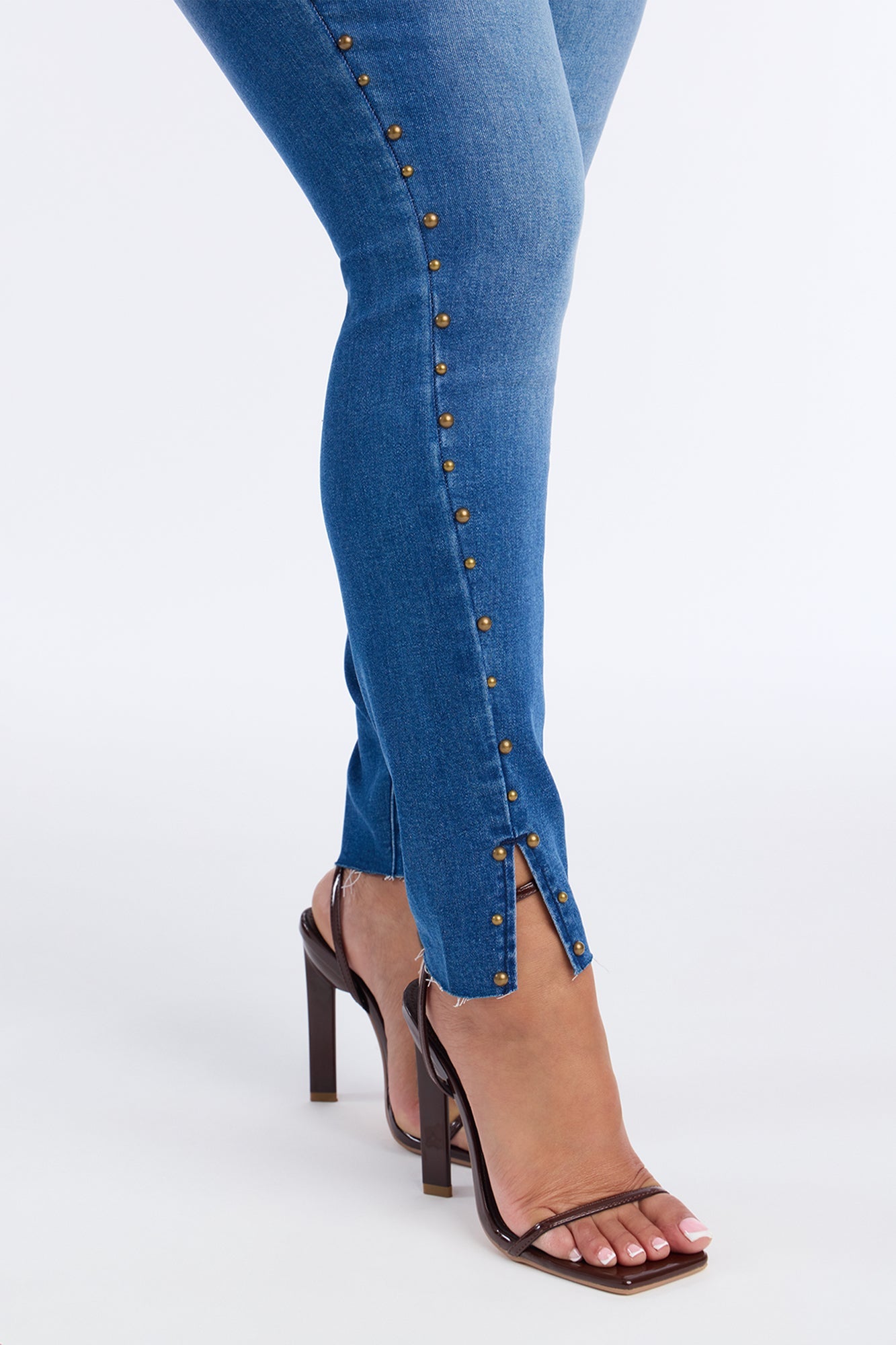 What A Stud Embellished Skinny Jeans - Medium Wash