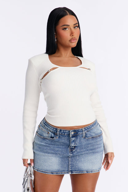 The Good Life Hardware Sweater Top - Ivory