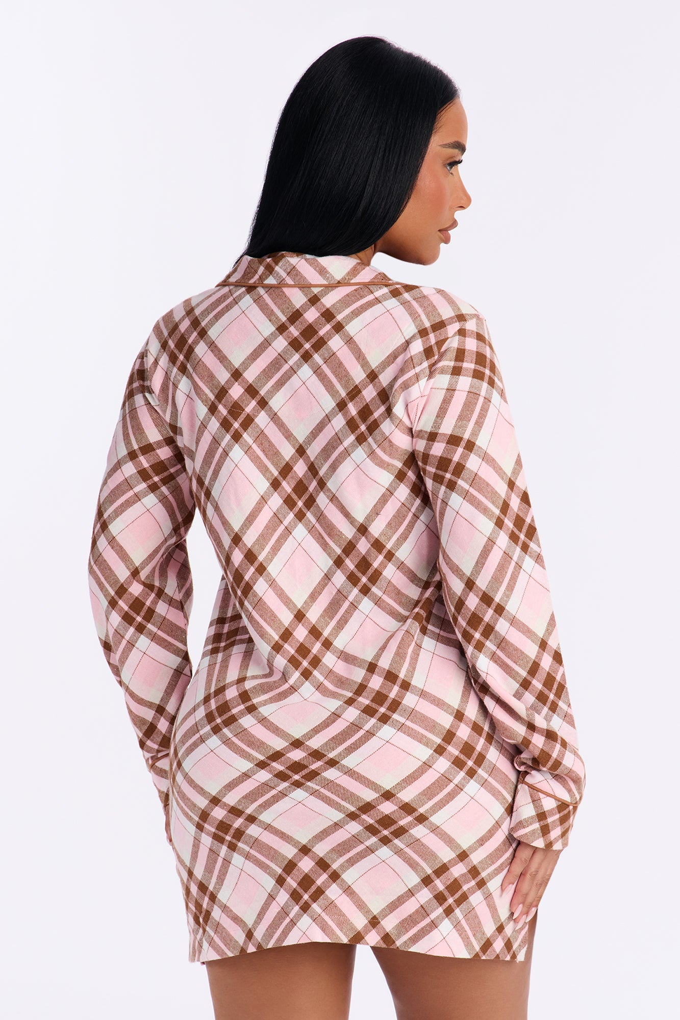 So Chill Flannel Long Sleeve PJ Sleep Shirt - Pink/combo