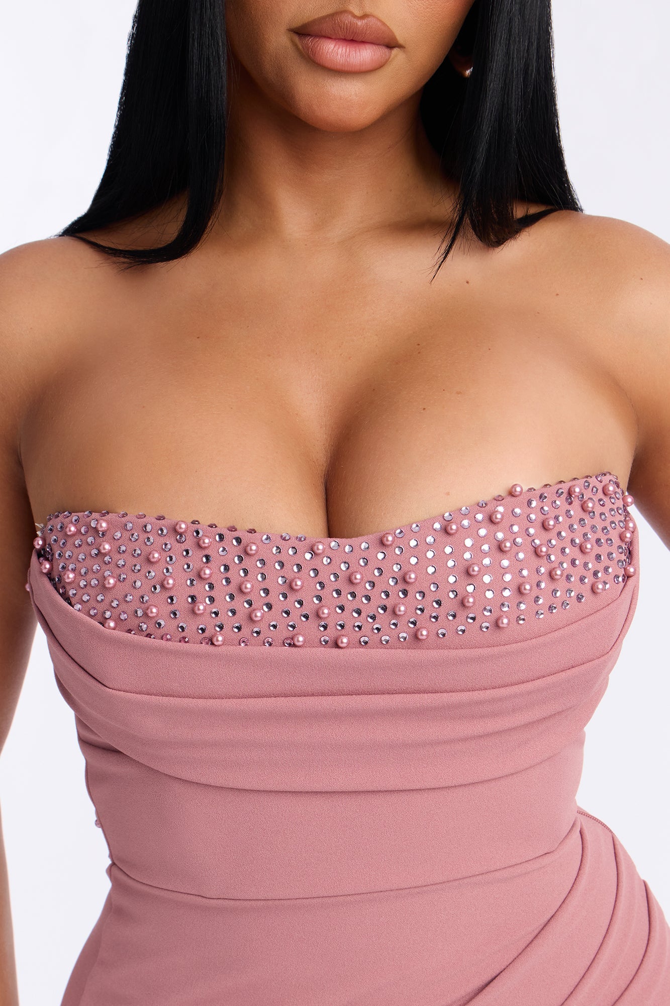 Romantic Heart Embellished Maxi Gown - Rose