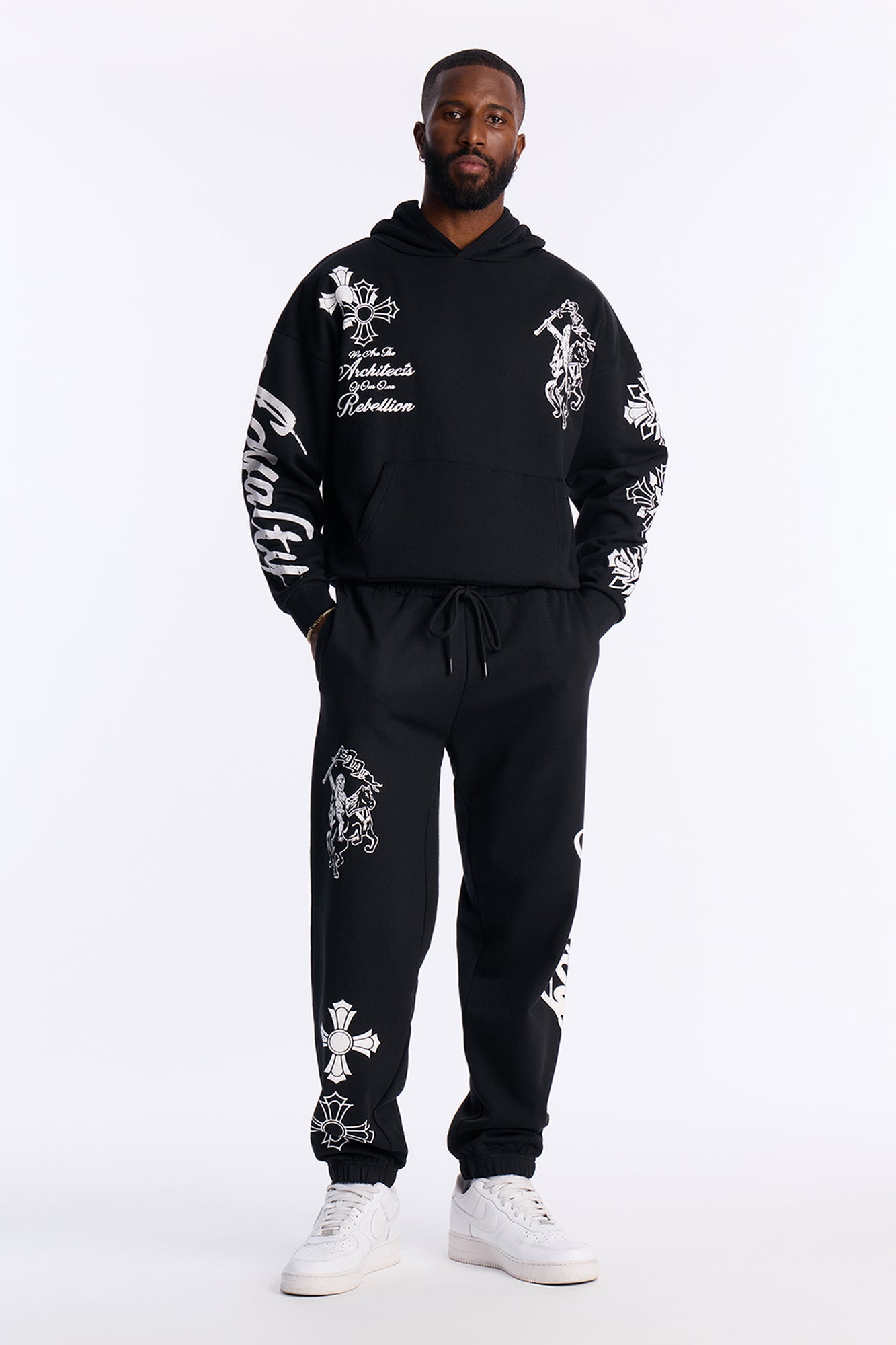 Loyalty Royalty Cross Oversized Hoodie - Black