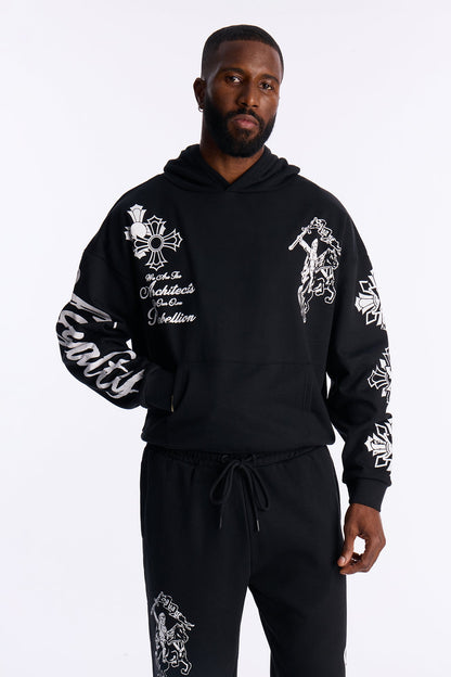 Loyalty Royalty Cross Oversized Hoodie - Black