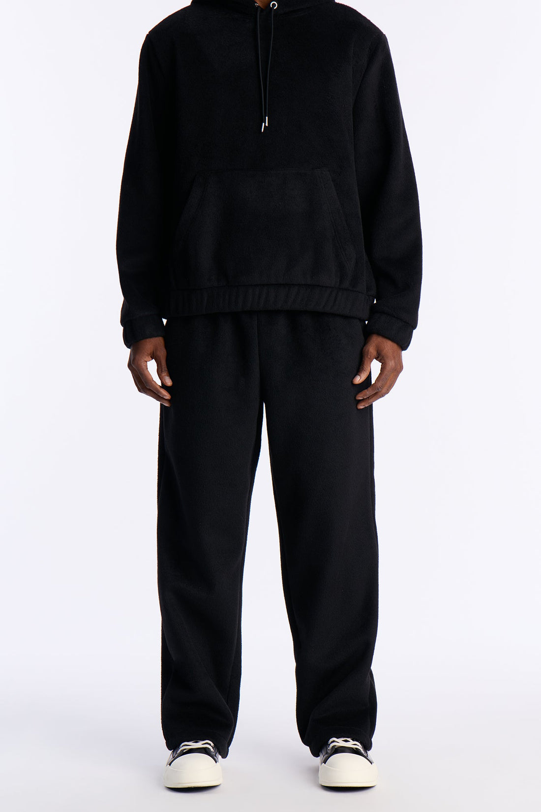 Fuzzy Textured Premium Straight Pants - Black