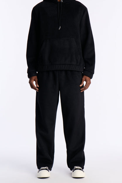 Fuzzy Textured Premium Straight Pants - Black